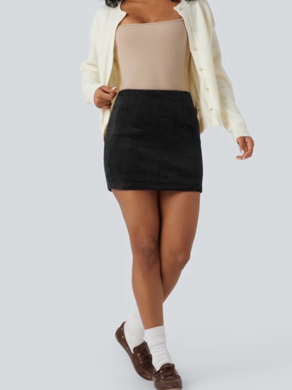 NWT Halara High Waisted Tummy Control Butt Lifting Fleece Corduroy Mini Skort